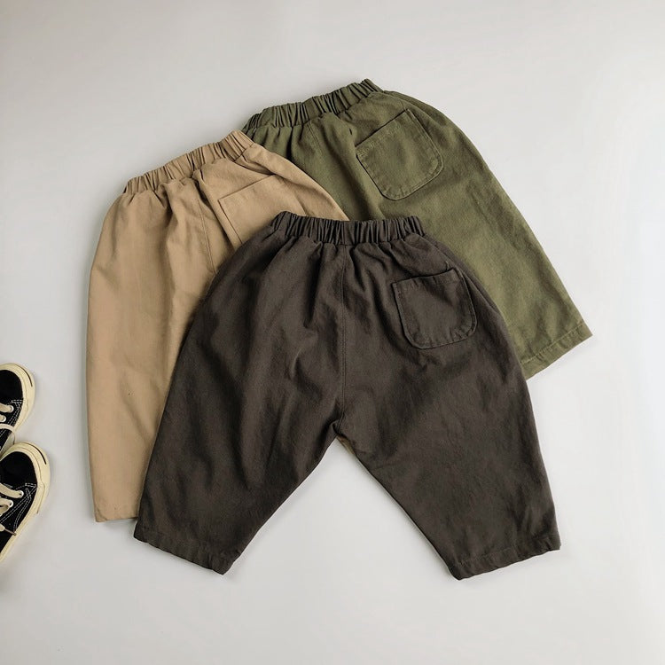 Children's Korean Style Clothing Boys Line Casual Twill Woven Children's Pants