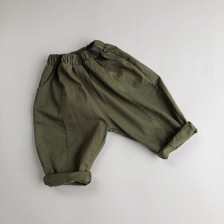 Children's Korean Style Clothing Boys Line Casual Twill Woven Children's Pants