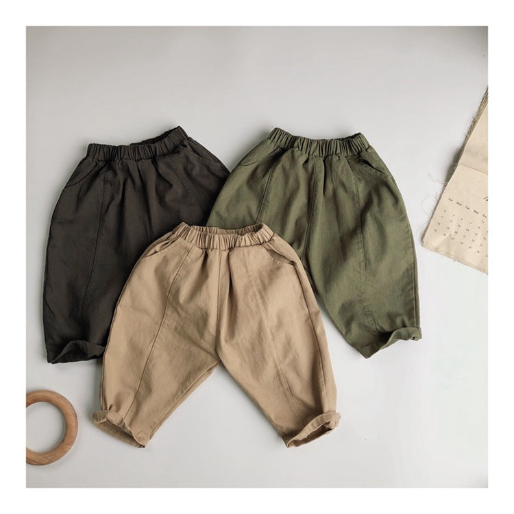 Children's Korean Style Clothing Boys Line Casual Twill Woven Children's Pants