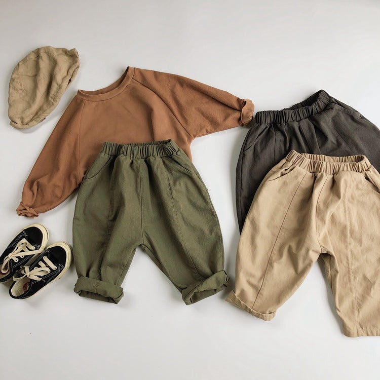 Children's Korean Style Clothing Boys Line Casual Twill Woven Children's Pants