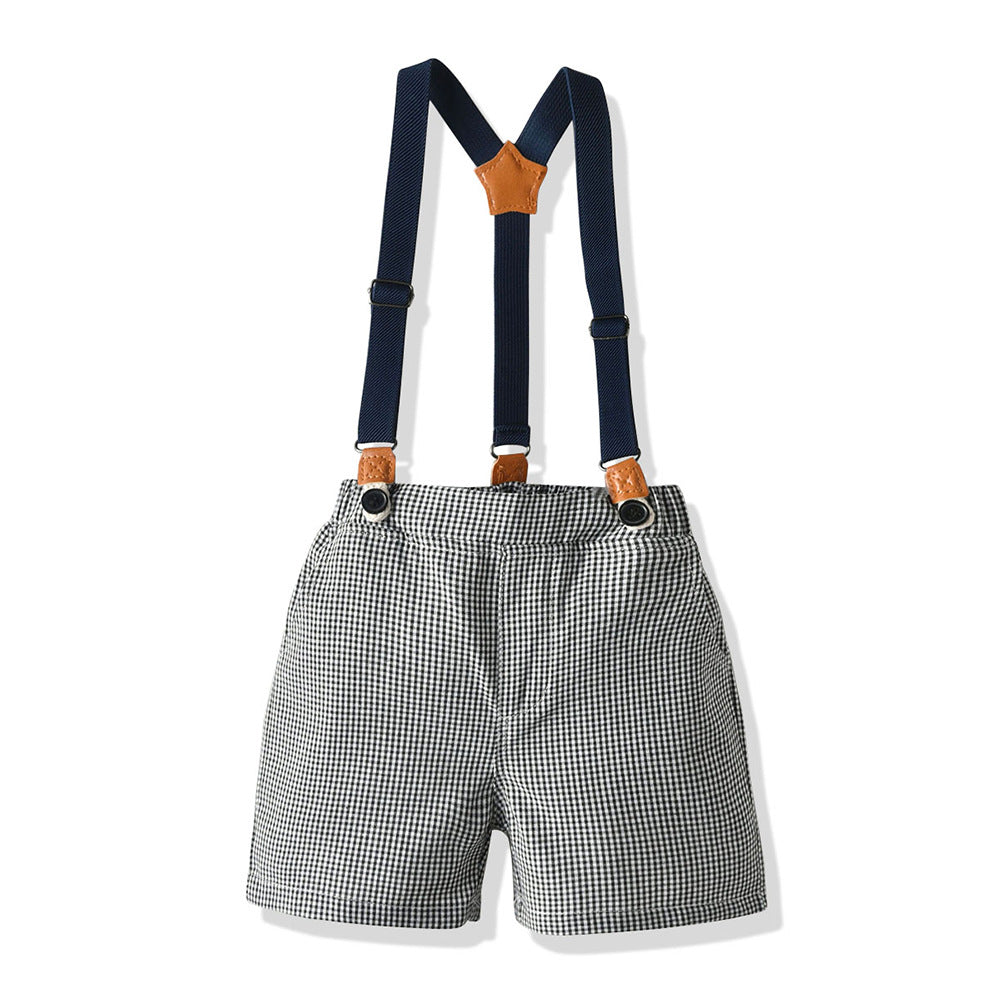 Children's Retro British Style Short Sleeve Suspender Children's Suit