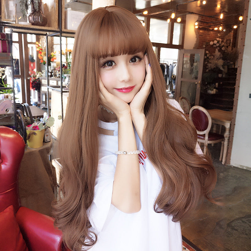 Net Female Curly Hair Air Bangs Wig Long Curls
