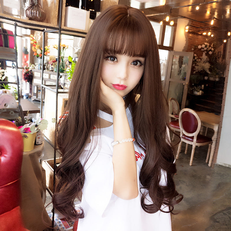 Net Female Curly Hair Air Bangs Wig Long Curls
