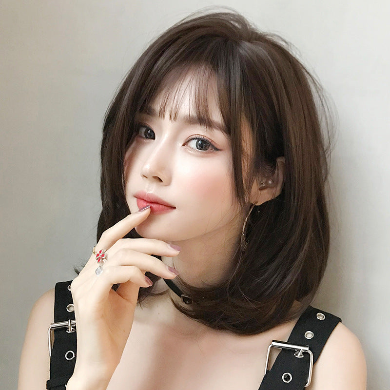 Women's Bangs Round Face Inner Buckle Full Top Cover Wig Short Curly Hair