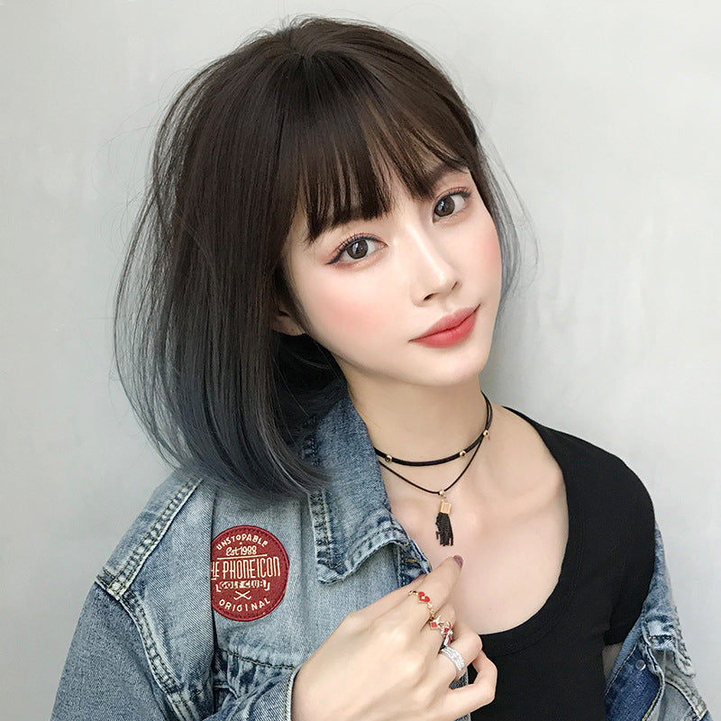 Fashion Female Wave Head Round Face Wig Short Straight Hair