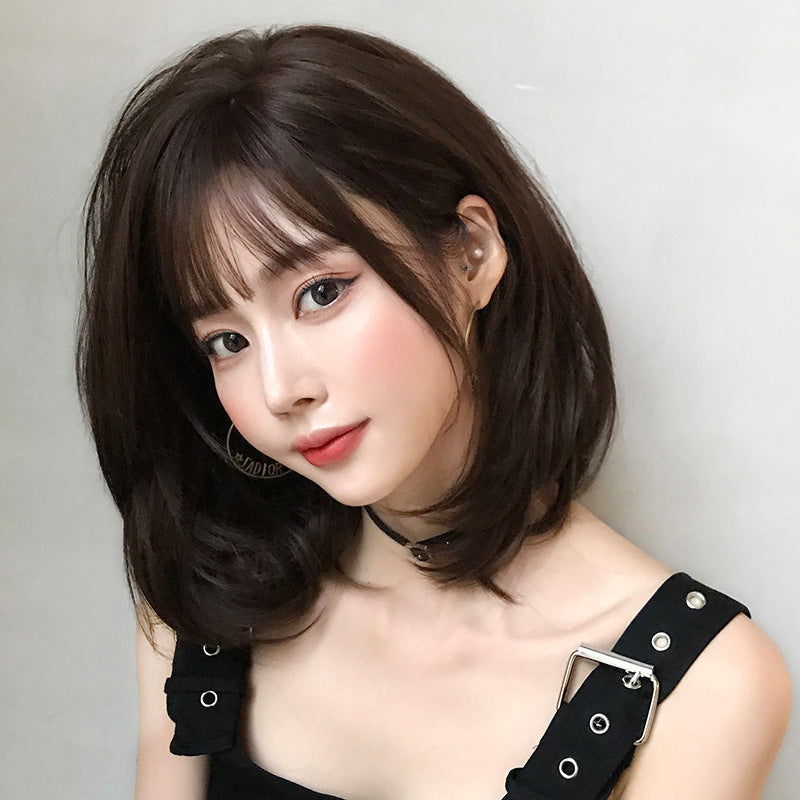 Women's Bangs Round Face Inner Buckle Full Top Cover Wig Short Curly Hair