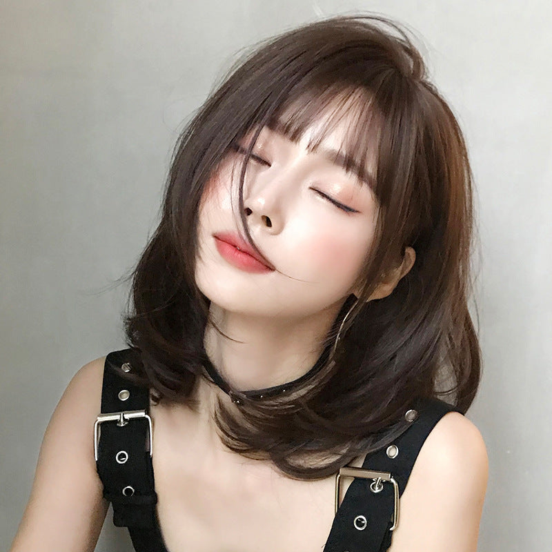 Women's Bangs Round Face Inner Buckle Full Top Cover Wig Short Curly Hair