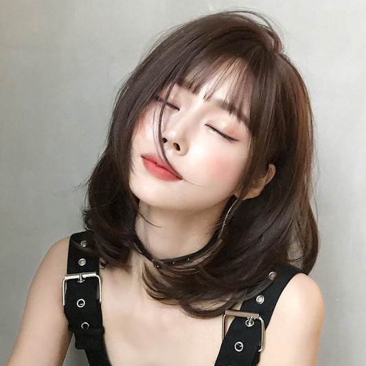 Women's Bangs Round Face Inner Buckle Full Top Cover Wig Short Curly Hair