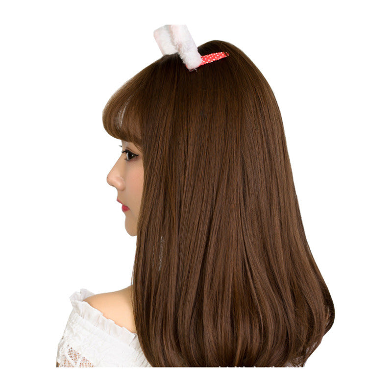 Women's Air Bangs Mid-length Natural Headgear Chemotherapy Sheath Wig Short Curly Hair