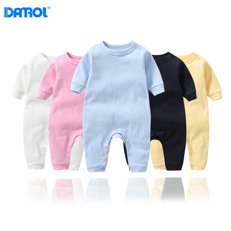 Women's & Men's Pure Color Shoulder Button Jumpsuit Cotton One-piece Long-leg Jumpsuit, Climbing Suit
