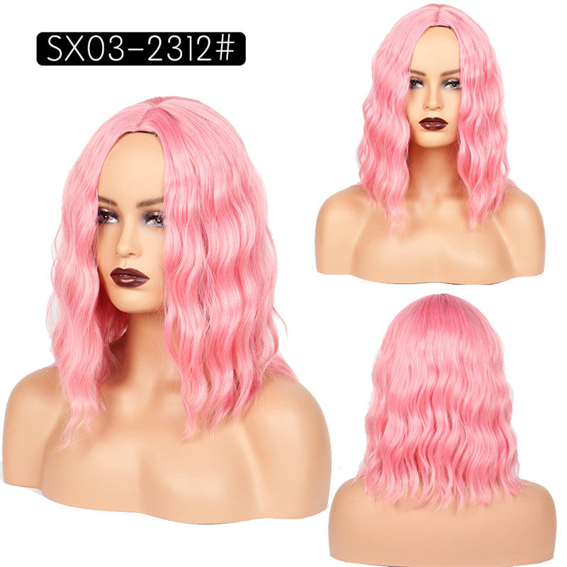 Head Cover Wigs With Small Waves Wig Short Curly Hair