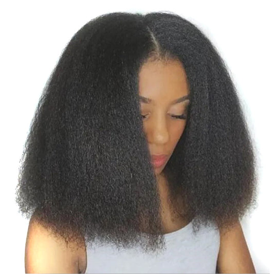 Large Grain Afro Two Sides Straight Head Wig Short Curly Hair
