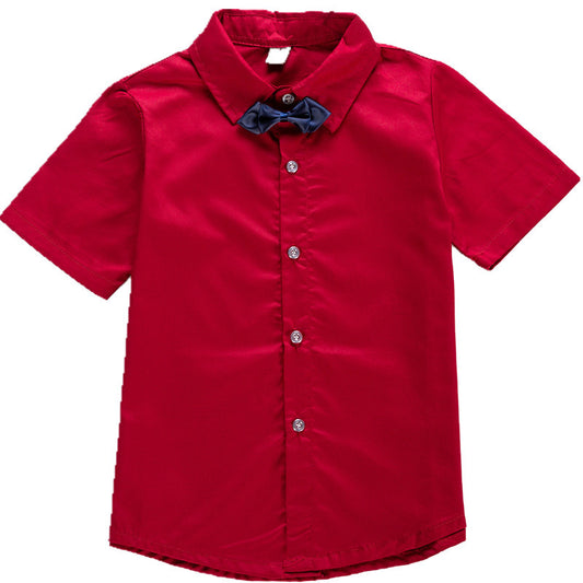 Children's Clothing Summer Short-sleeved Korean Cotton Middle Big Children's Shirt