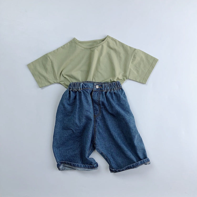 Children's Bermuda Shorts Washed Cropped Jeans For Boys Western Children's Pants