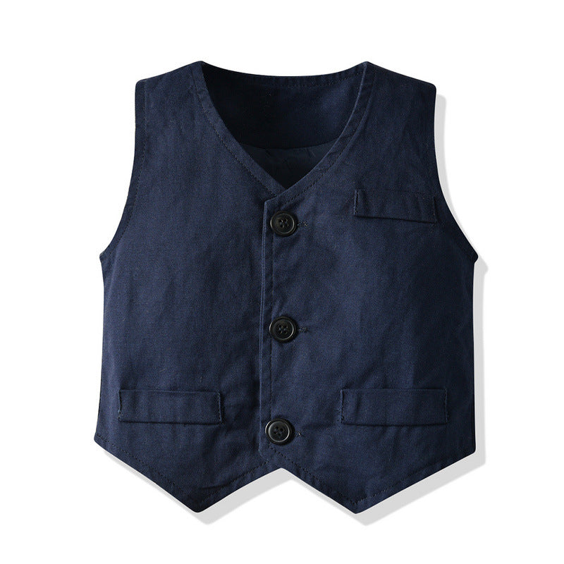 Children's Autumn Clothing Long-sleeved Printed Shirt Vest Trousers Children's Suit