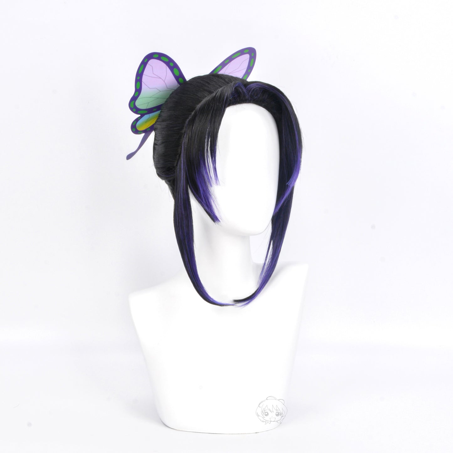 Column Ponytail Short Hair Black Purple Cos Wig