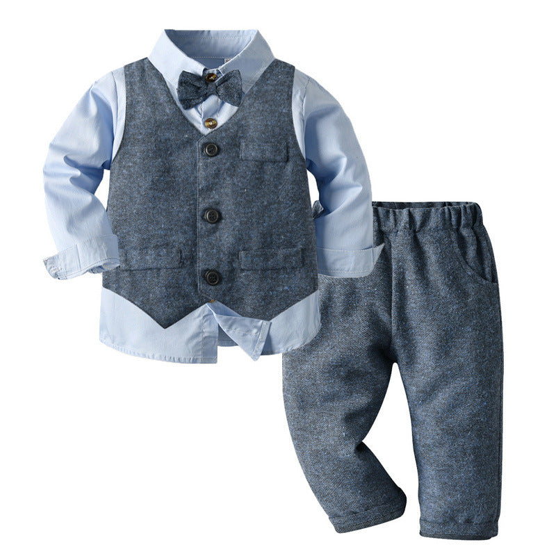 Children's Autumn Clothing Long-sleeved Printed Shirt Vest Trousers Children's Suit