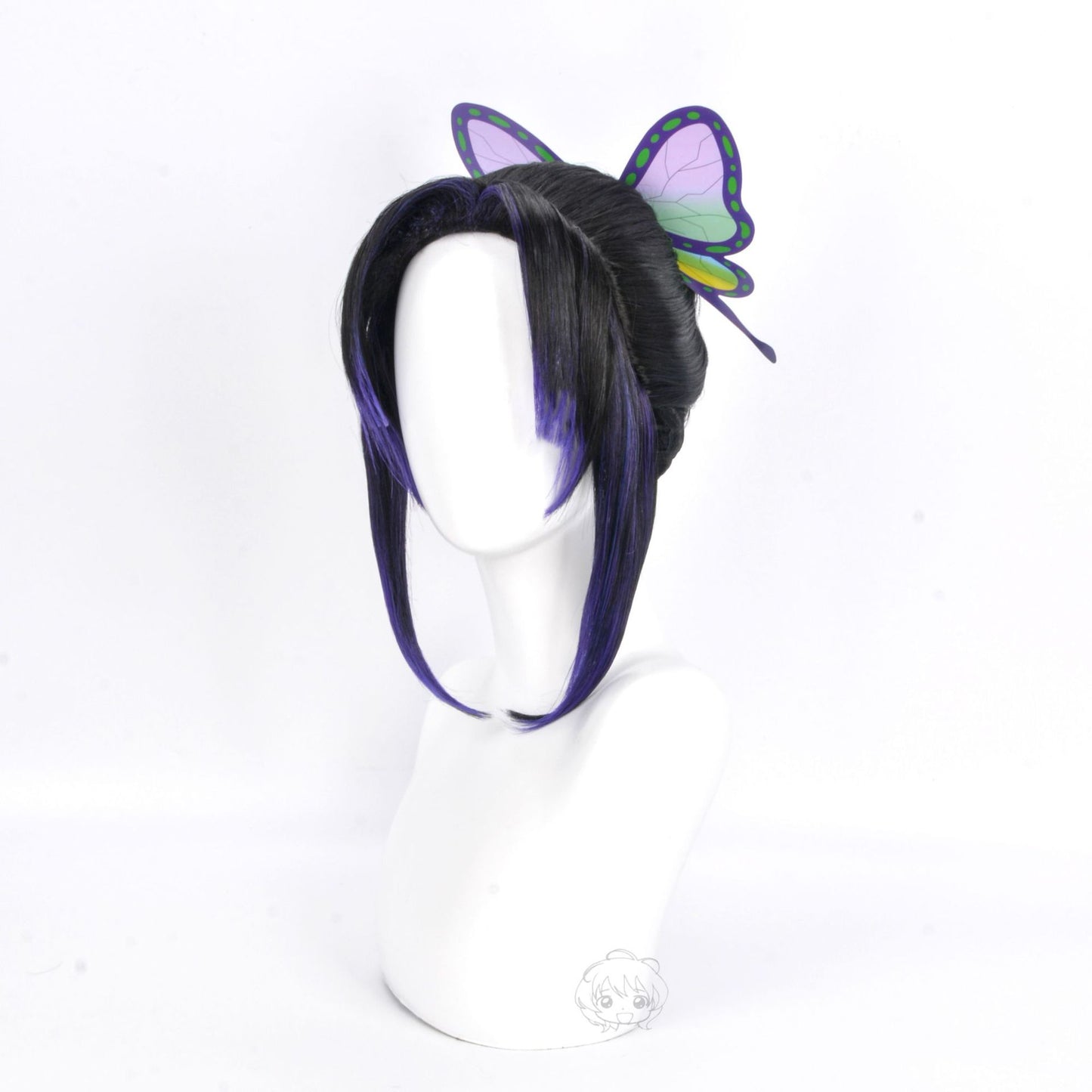 Column Ponytail Short Hair Black Purple Cos Wig
