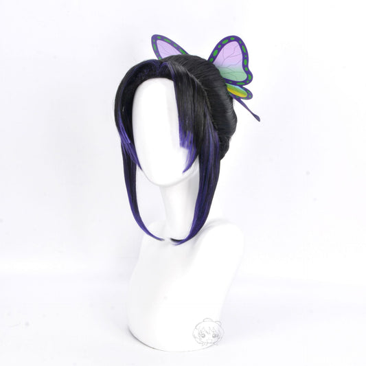 Column Ponytail Short Hair Black Purple Cos Wig