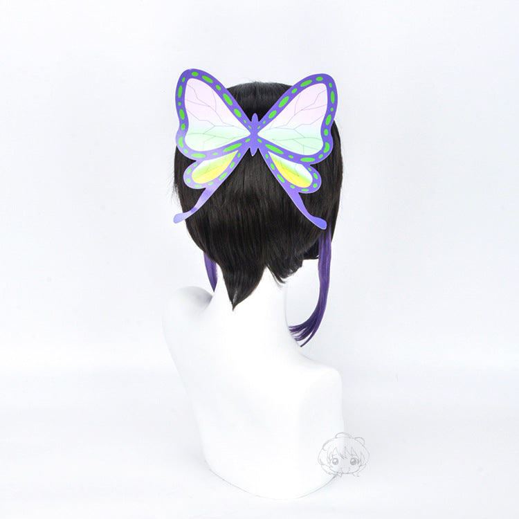 Column Ponytail Short Hair Black Purple Cos Wig