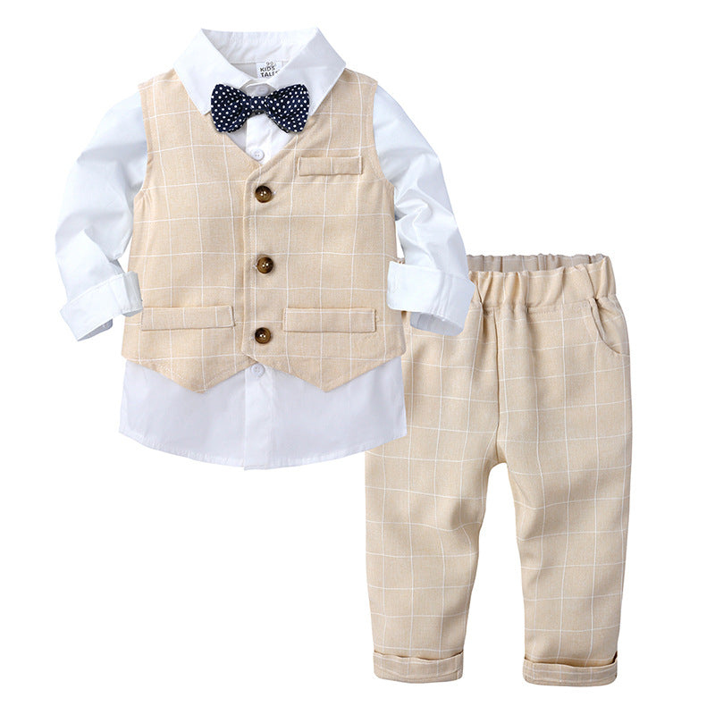 First Birthday Dress Clothes Gentleman Three-piece Children's Suit