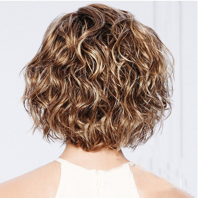 Female Gradient Color Mid-length Curly Hair Rose Wig Long Curls