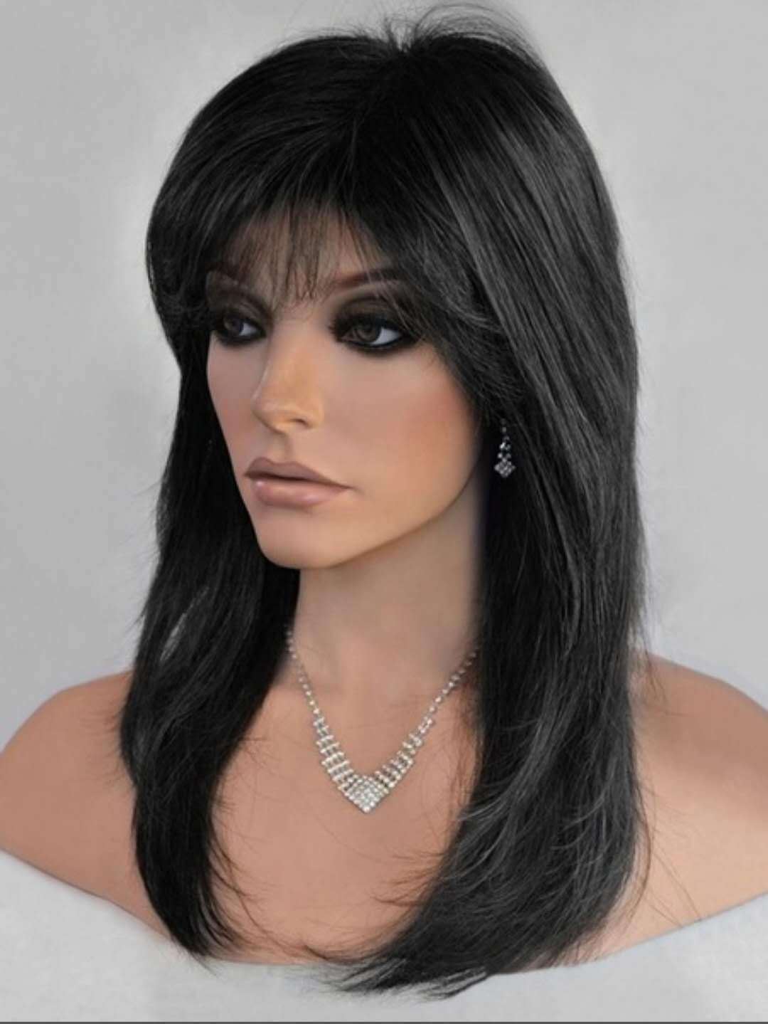 Women's Rinka Haircut Air Bangs Brown Wine Long Straight Wig