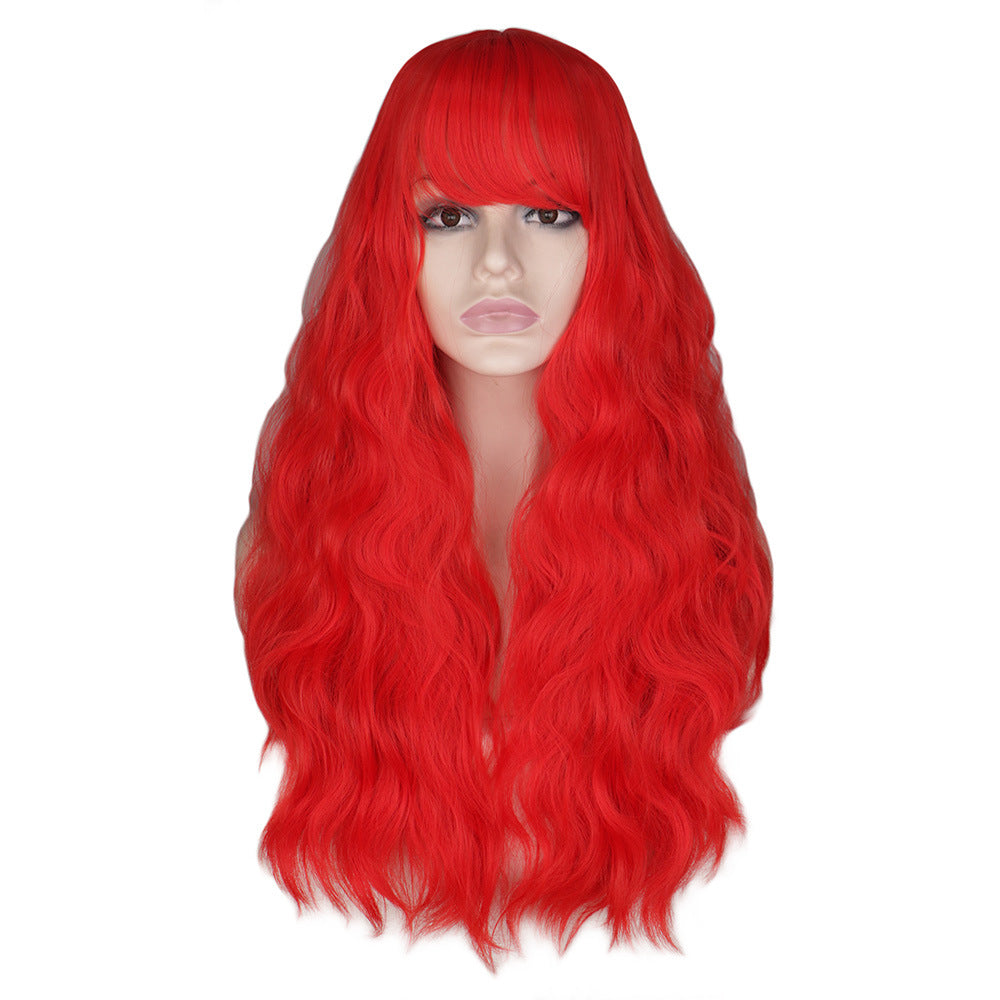 Women's Hair Cover Temperament Small Curls Cute Instant Noodle Corn Long Straight Wig