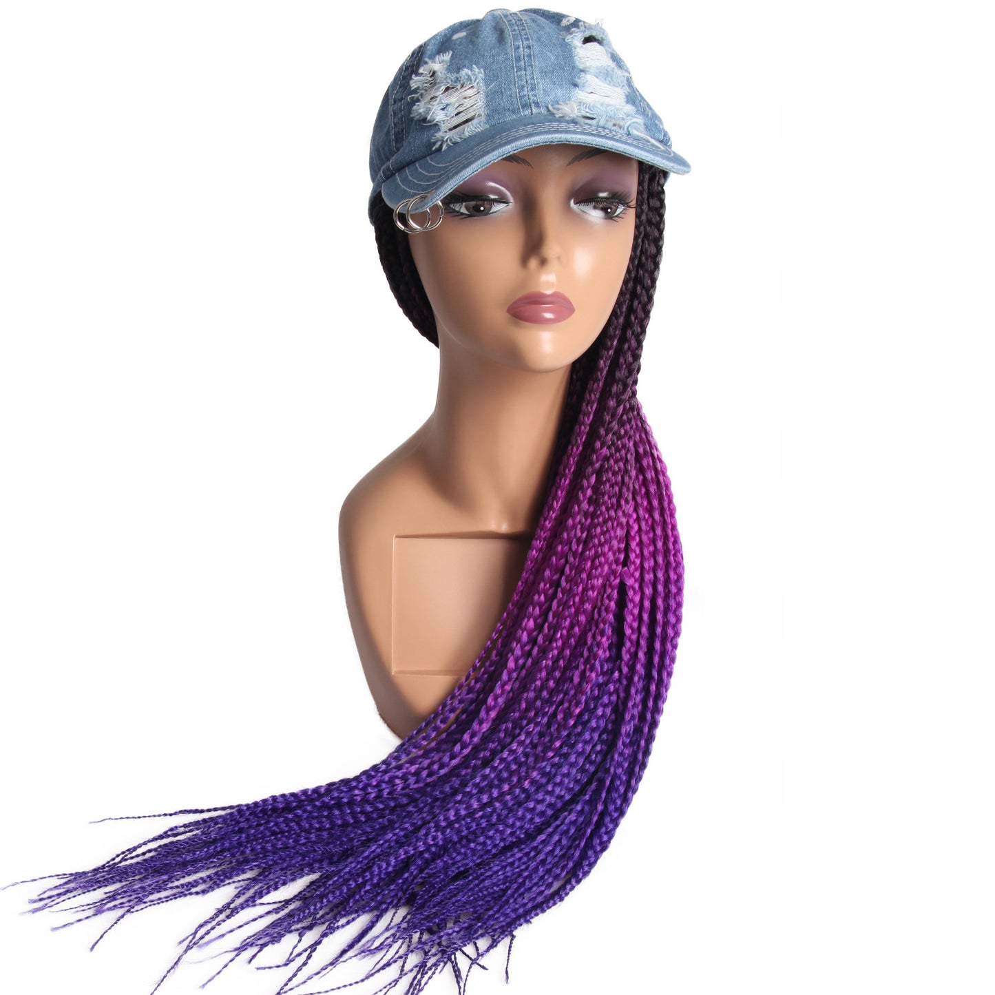 Headwear Peaked Cap One Color Three-strand Braid Real Hair Wig