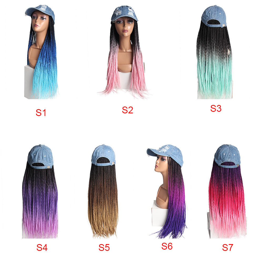 Headwear Peaked Cap One Color Three-strand Braid Real Hair Wig