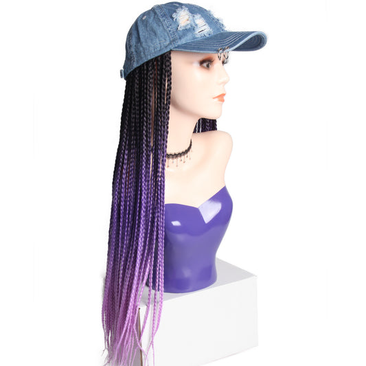 Headwear Peaked Cap One Color Three-strand Braid Real Hair Wig