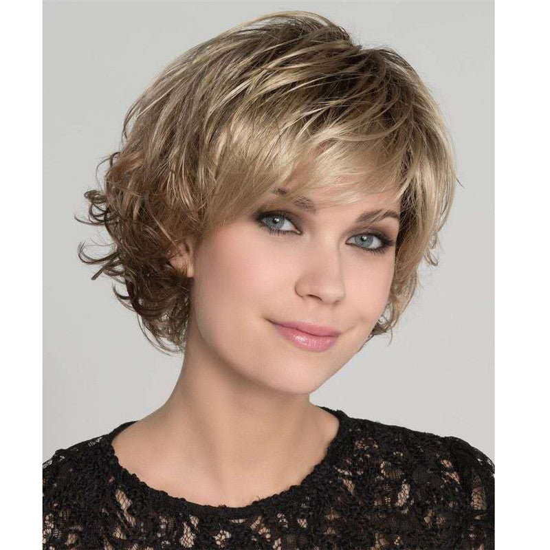 White Fashion Short Hair Curly Temperament Wig Long Curls