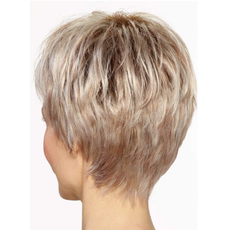 Classy Durable Straight Gradient Color Sheath Wig Short Curly Hair
