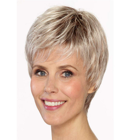 Classy Durable Straight Gradient Color Sheath Wig Short Curly Hair