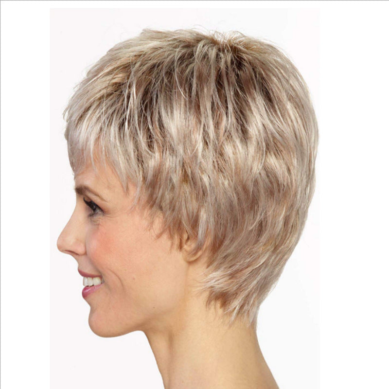 Classy Durable Straight Gradient Color Sheath Wig Short Curly Hair