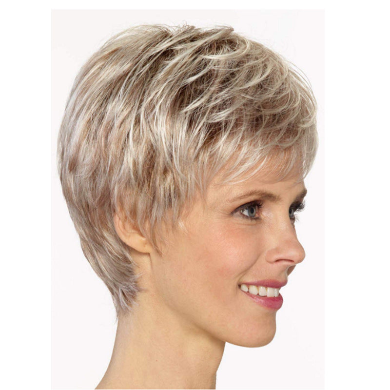 Classy Durable Straight Gradient Color Sheath Wig Short Curly Hair
