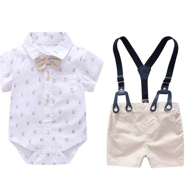Boy Gentleman Lapel Bib Short Sleeve Shorts Going Out Jumpsuit, Climbing Suit