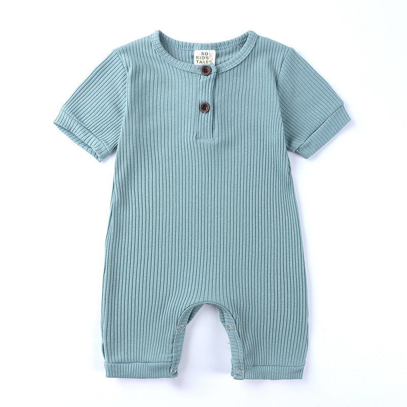 Children's Clothing Solid Color Jumpsuit Summer Short Sleeve Rompers Sunken Jumpsuit, Climbing Suit