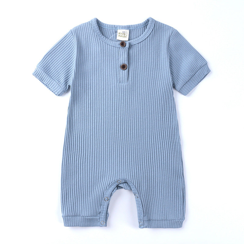 Children's Clothing Solid Color Jumpsuit Summer Short Sleeve Rompers Sunken Jumpsuit, Climbing Suit