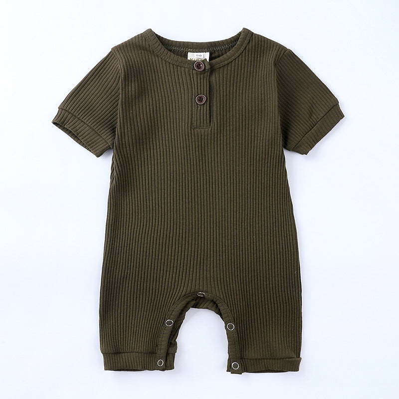 Children's Clothing Solid Color Jumpsuit Summer Short Sleeve Rompers Sunken Jumpsuit, Climbing Suit