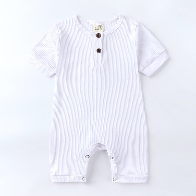 Children's Clothing Solid Color Jumpsuit Summer Short Sleeve Rompers Sunken Jumpsuit, Climbing Suit