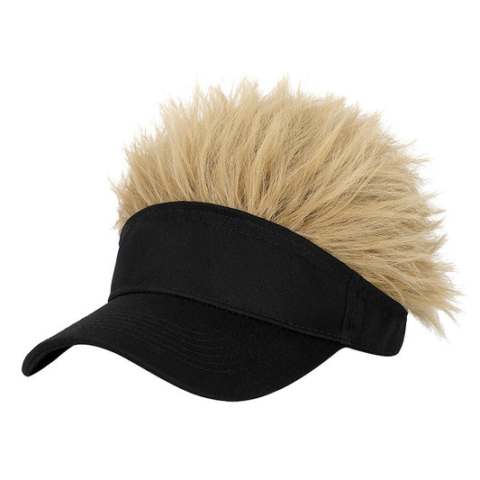 Men's With Hat Golden Short Hair Baseball Cap Men's Wig