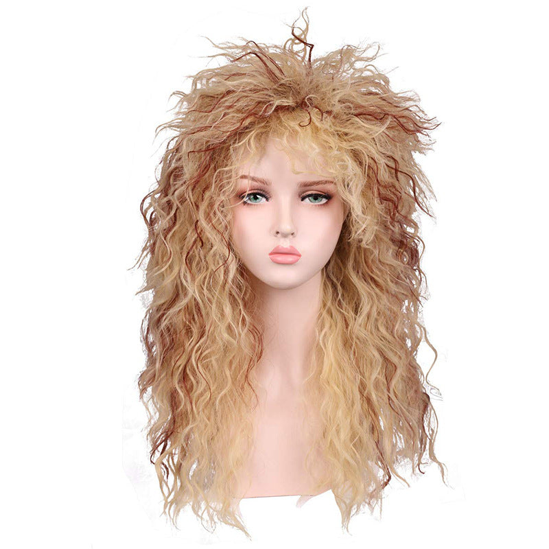 Men's Punk Long Curly Hair Halloween Rock Men's Wig