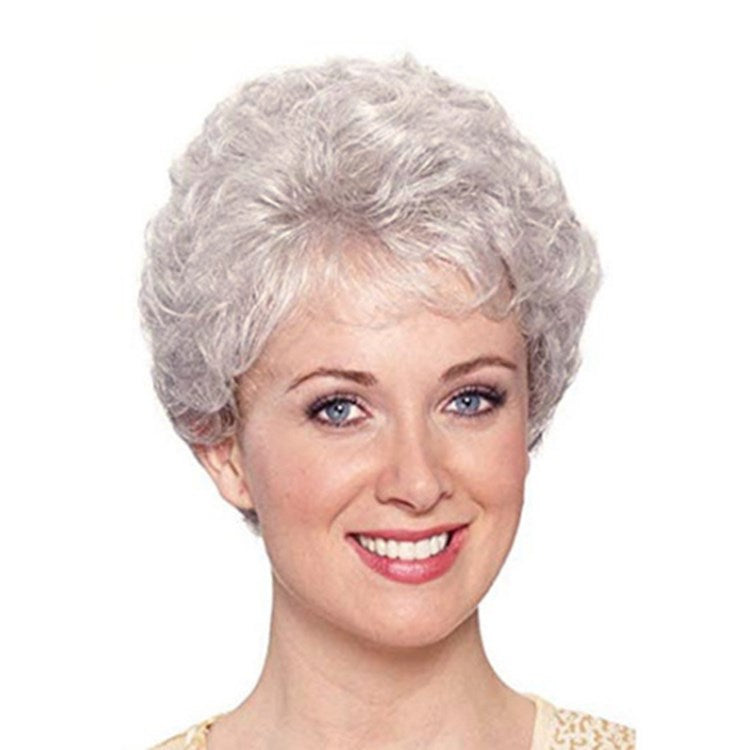 Pretty Cool Classic Sier Gray Grandma Wig Short Curly Hair