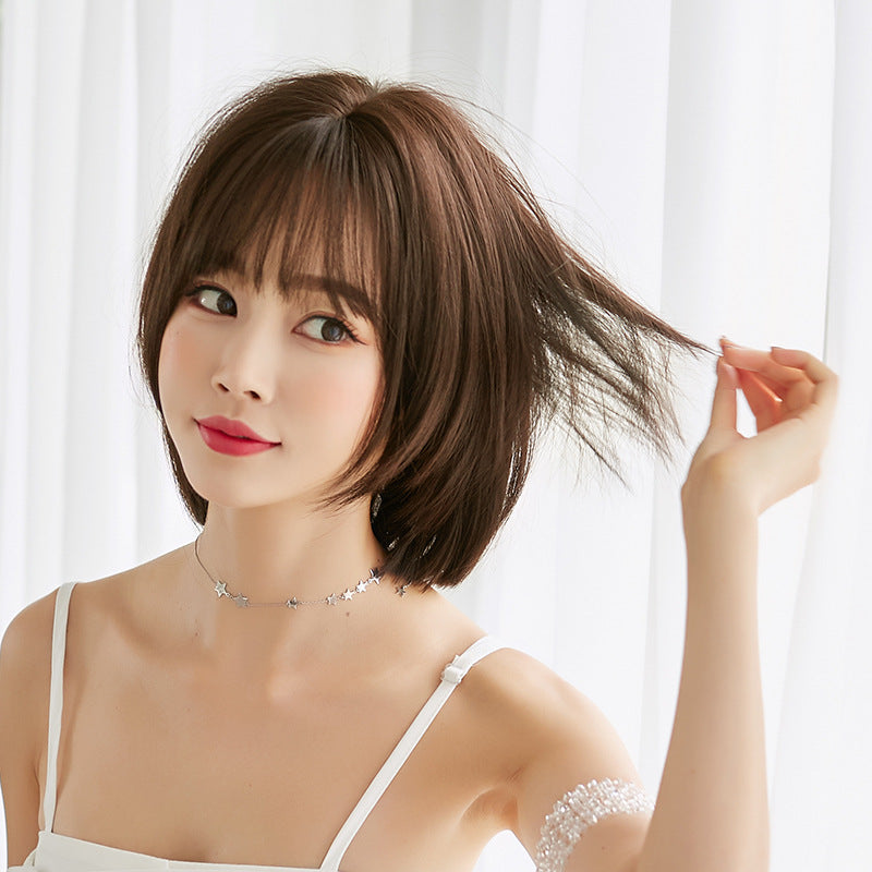 Mid-length Round Face Styling Repair Natural Fluffy Wig Short Straight Hair