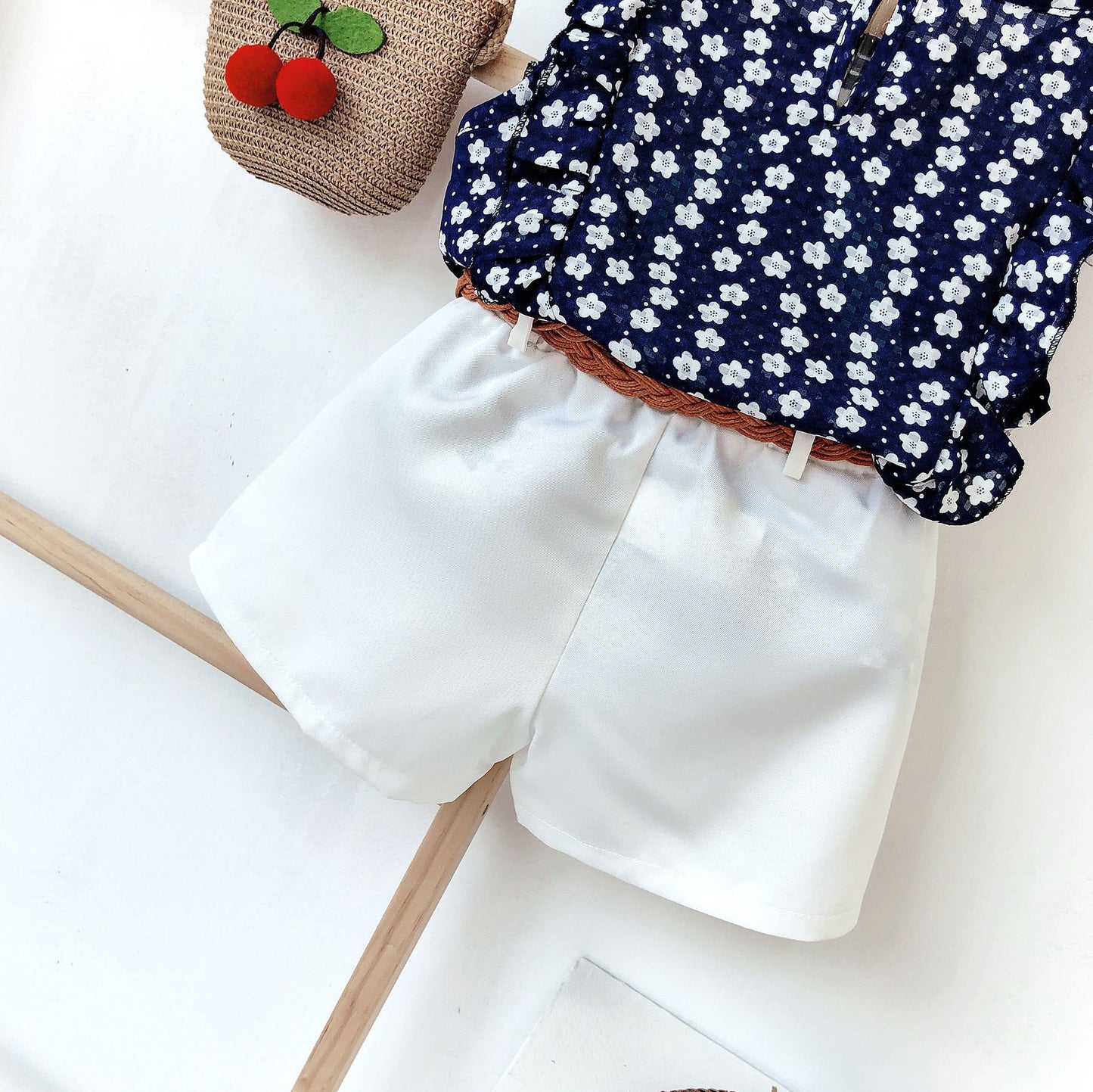 Children's Summer Korean Leaf Short-sleeved Shirt Trendy Shorts Two-piece Children's Suit