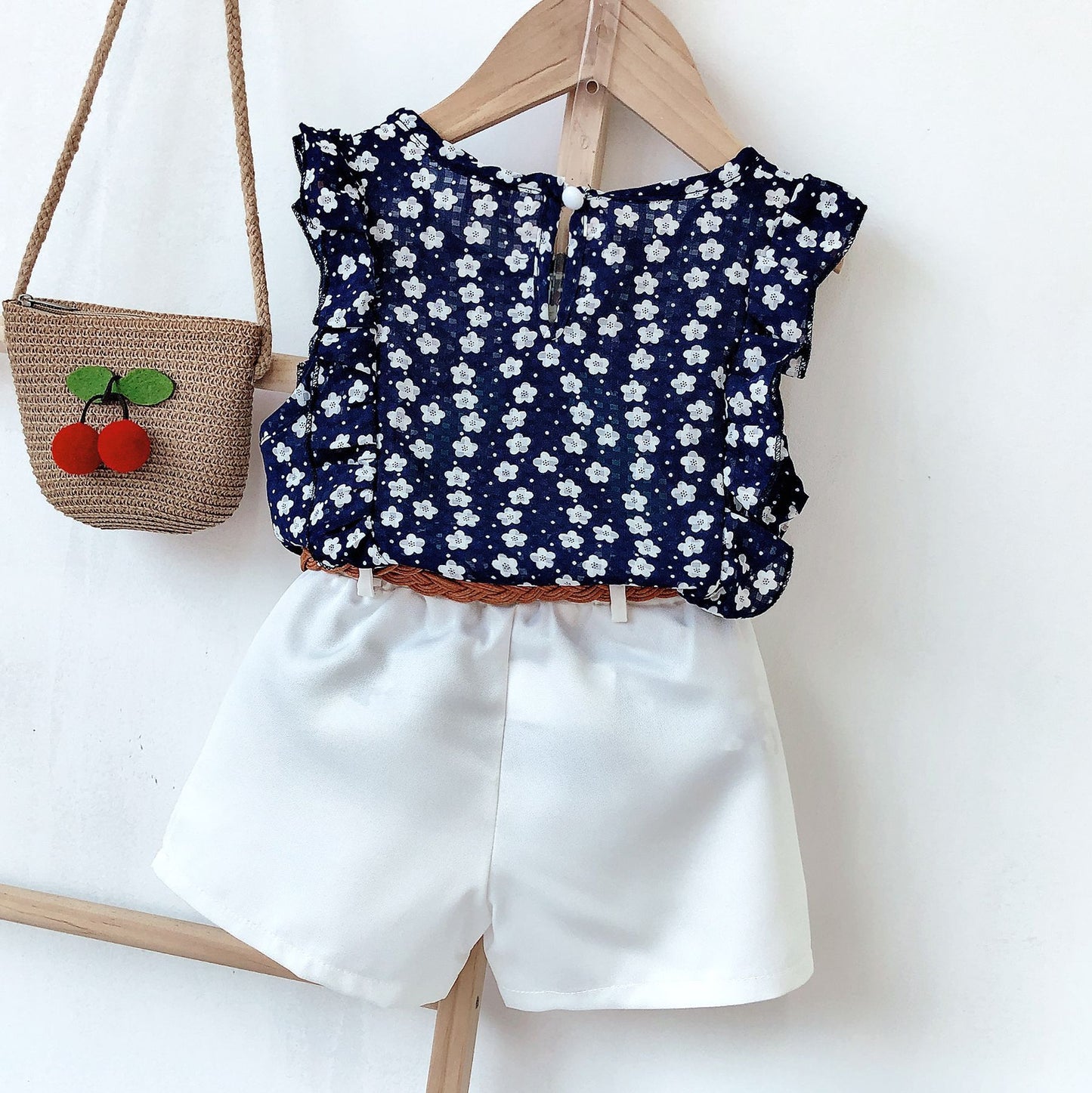 Children's Summer Korean Leaf Short-sleeved Shirt Trendy Shorts Two-piece Children's Suit