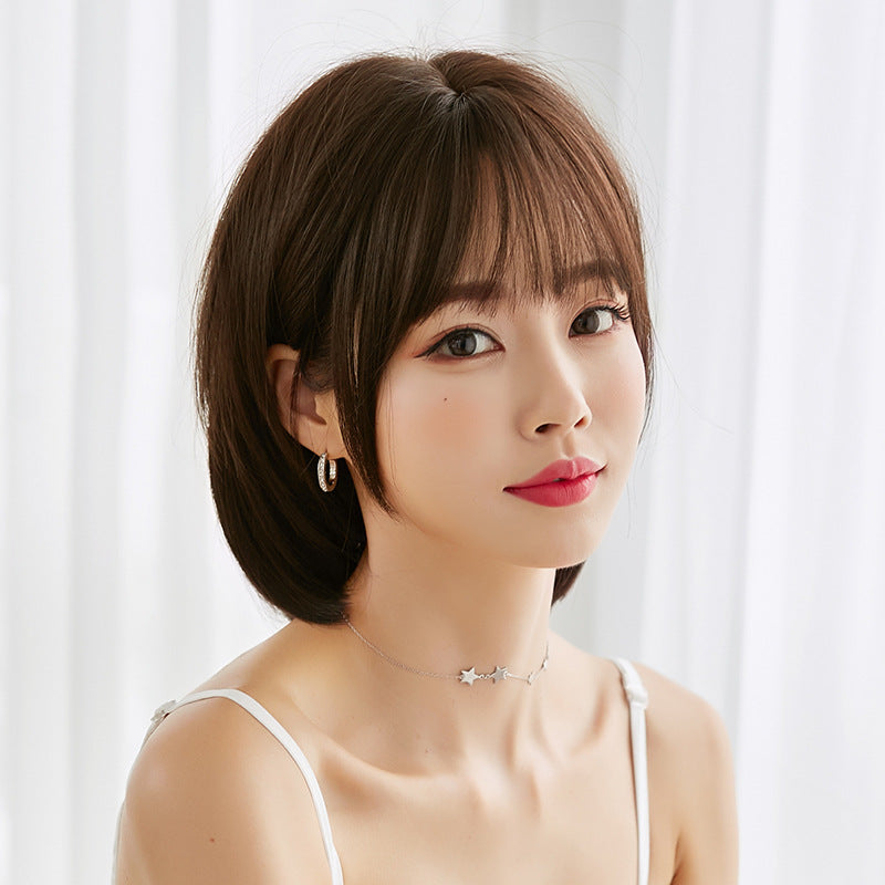 Mid-length Round Face Styling Repair Natural Fluffy Wig Short Straight Hair