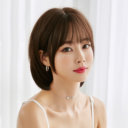 Mid-length Round Face Styling Repair Natural Fluffy Wig Short Straight Hair