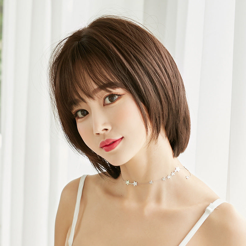 Mid-length Round Face Styling Repair Natural Fluffy Wig Short Straight Hair